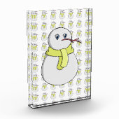 Sneeuwman met een gele sjaal fotoblokken (Links)