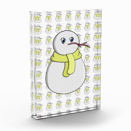 Sneeuwman met een gele sjaal fotoblokken (Links)