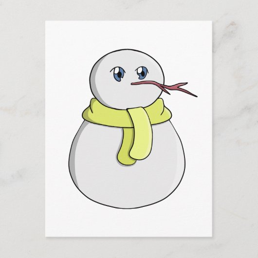 Sneeuwman met een gele sjaal informatiekaartje (Voorkant)