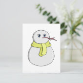Sneeuwman met een gele sjaal informatiekaartje (Staand voorkant)