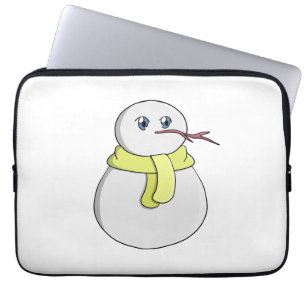 Sneeuwman met een gele sjaal laptop sleeve
