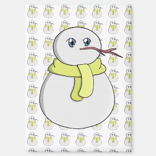 Sneeuwman met een gele sjaal magneet