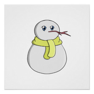 Sneeuwman met een gele sjaal perfect poster
