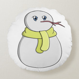 Sneeuwman met een gele sjaal rond kussen