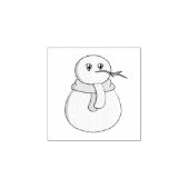 Sneeuwman met een gele sjaal rubberstempel (Afrduk)