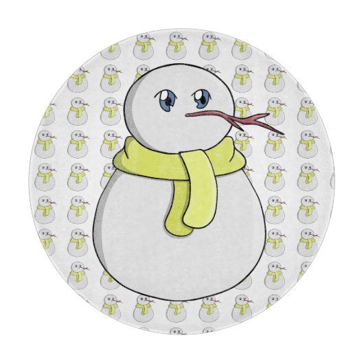 Sneeuwman met een gele sjaal snijplank (Voorkant)