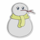 Sneeuwman met een gele sjaal sticker (Voorkant)