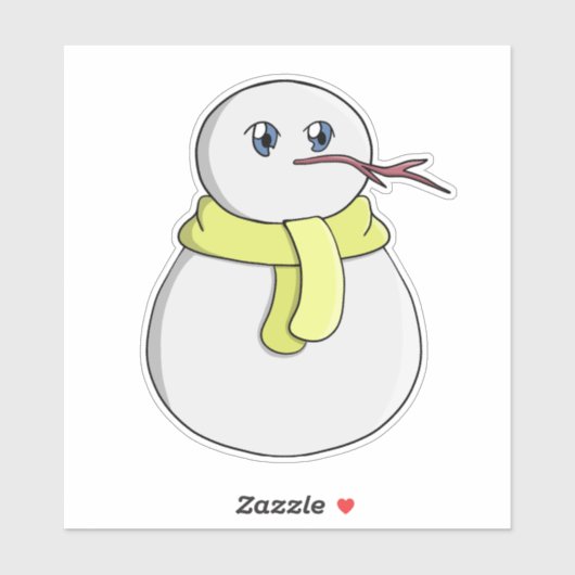 Sneeuwman met een gele sjaal sticker (Vel)
