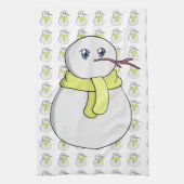 Sneeuwman met een gele sjaal theedoek (Verticaal)