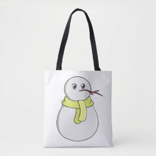 Sneeuwman met een gele sjaal tote bag