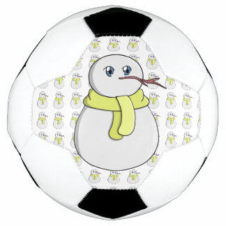 Sneeuwman met een gele sjaal voetbal