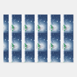 Sneeuwman met een groene sjaal inpakpapier vel