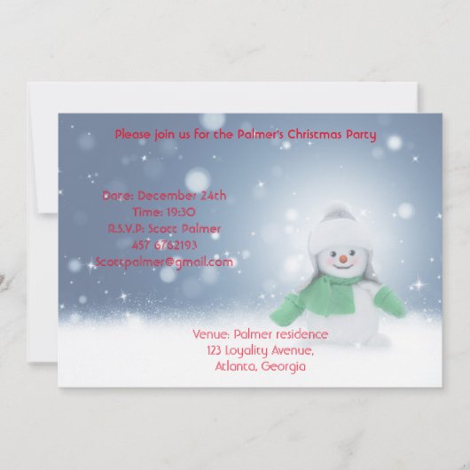 Sneeuwman met een groene sjaal kaart (Voorkant)