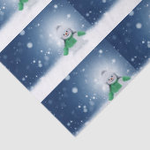 Sneeuwman met een groene sjaal tissuepapier (Detail)