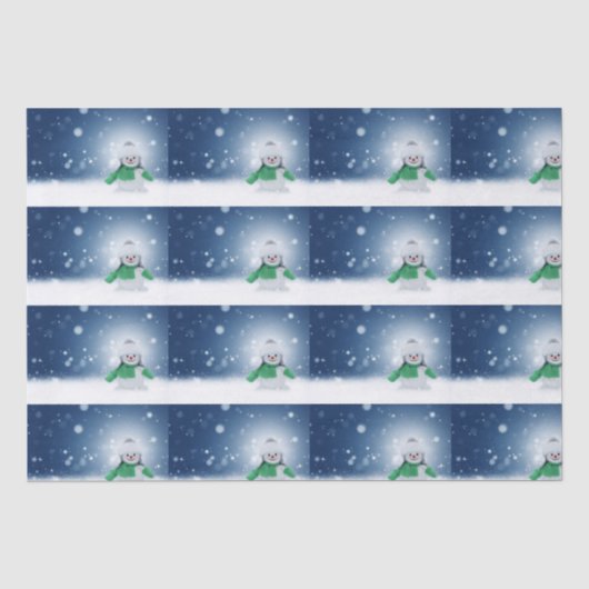 Sneeuwman met een groene sjaal tissuepapier (Voorkant)