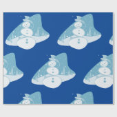 Sneeuwman met een hoge hoed cadeaupapier (Vlak)