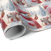 Sneeuwman met een ijskegel met hond cadeaupapier (Rol Hoek)