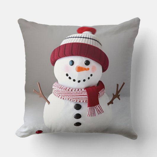 Sneeuwman met een leuk hoedje kussen (Voorkant)