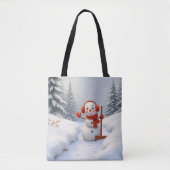 Sneeuwman met een rode schep tote bag (Voorkant)