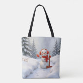 Sneeuwman met een rode schep tote bag (Achterkant)
