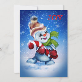 Sneeuwman met een sjaal feestdagenkaart