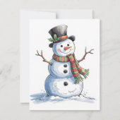 Sneeuwman met een sjaal feestdagenkaart (Voorkant)