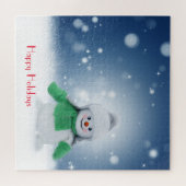 Sneeuwman met een sjaal legpuzzel (Horizontaal)
