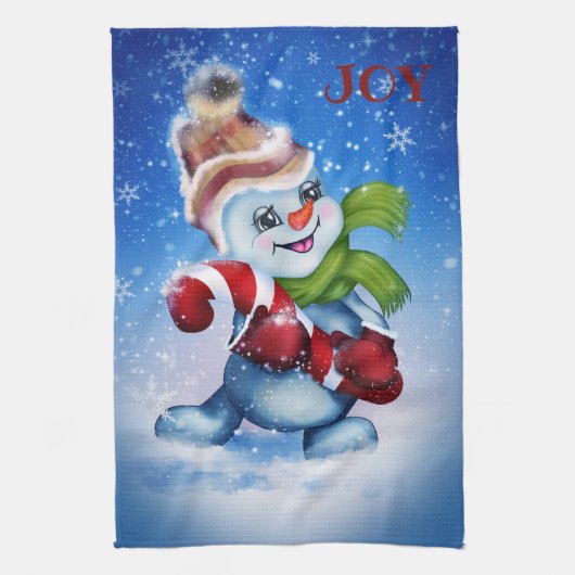 Sneeuwman met een sjaal theedoek (Verticaal)