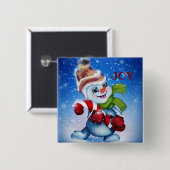 Sneeuwman met een sjaal   vierkante button 5,1 cm (Voorkant /achterkant)