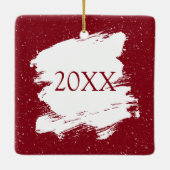 Sneeuwman met een vrolijk kerstbord keramisch ornament (Achterkant)