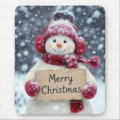 Sneeuwman met een vrolijk kerstbord muismat (Voorkant)