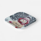 Sneeuwman met een vrolijk kerstbord papieren bordje (Gebogen)