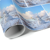 Sneeuwman met een witte margriet cadeaupapier (Rol Hoek)