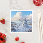 Sneeuwman met een witte margriet servet (Insitu)