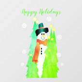 Sneeuwman met felgroen raamsticker (Vel)