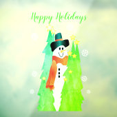 Sneeuwman met felgroen raamsticker (Vel 3)