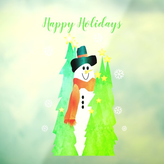 Sneeuwman met felgroen raamsticker (Vel 3)