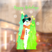 Sneeuwman met felgroen raamsticker (Vel 2)