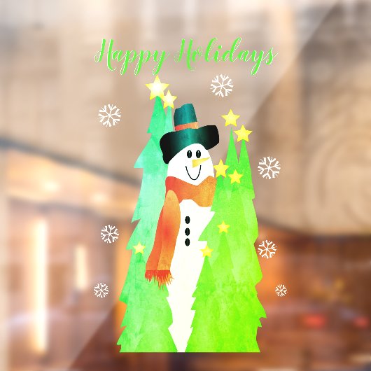 Sneeuwman met felgroen raamsticker (Vel 2)