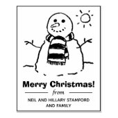 Sneeuwman met Gelukkige Kerstmisboodschap! Rubbers Rubberstempel (Afrduk)