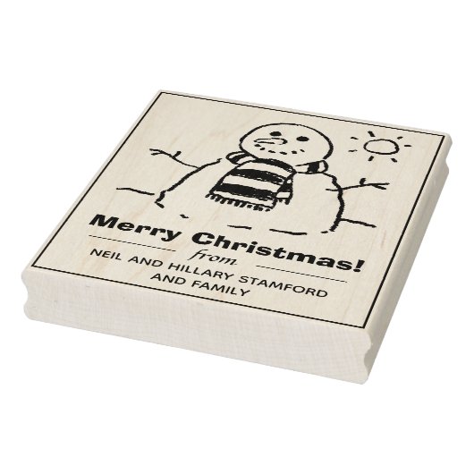 Sneeuwman met Gelukkige Kerstmisboodschap! Rubbers Rubberstempel (Stempel)