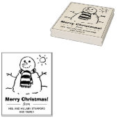 Sneeuwman met Gelukkige Kerstmisboodschap! Rubbers Rubberstempel (Gestempeld)