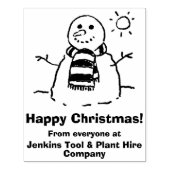 Sneeuwman met Gelukkige Kerstmisboodschap! Rubberstempel (Afrduk)