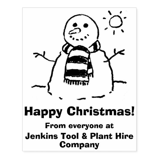 Sneeuwman met Gelukkige Kerstmisboodschap! Rubberstempel (Afrduk)