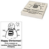 Sneeuwman met Gelukkige Kerstmisboodschap! Rubberstempel (Gestempeld)