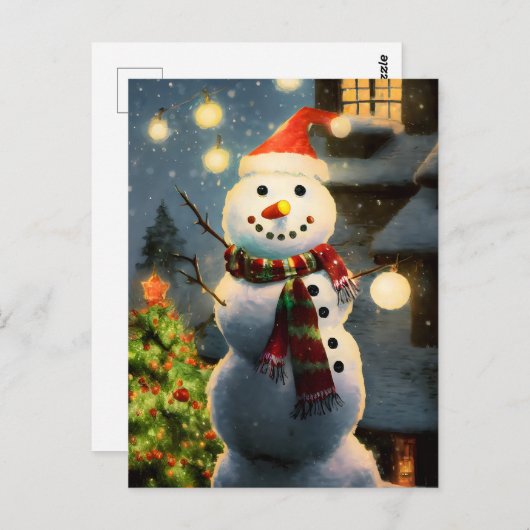 Sneeuwman met geschenken briefkaart (Voorkant / Achterkant)