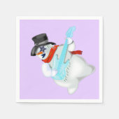 Sneeuwman met Gitaar Grappige Kerst Servetten (Voorkant)