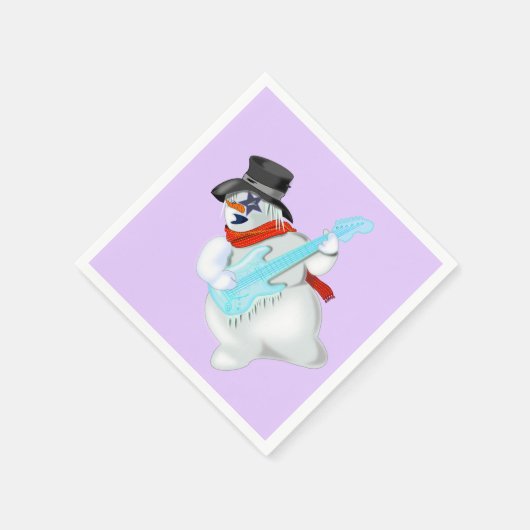 Sneeuwman met Gitaar Grappige Kerst Servetten (Hoek)