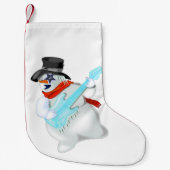 Sneeuwman met Gitaar Grappige Kerstmis Kousen Kleine Kerstsok (Voorkant)