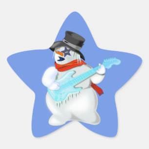Sneeuwman met gitaar Sticker -